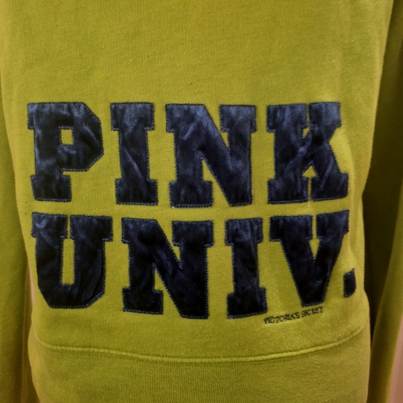 Pink Univ Green Zipper Front Sweatshirt. Size Small - Picture 6 of 9